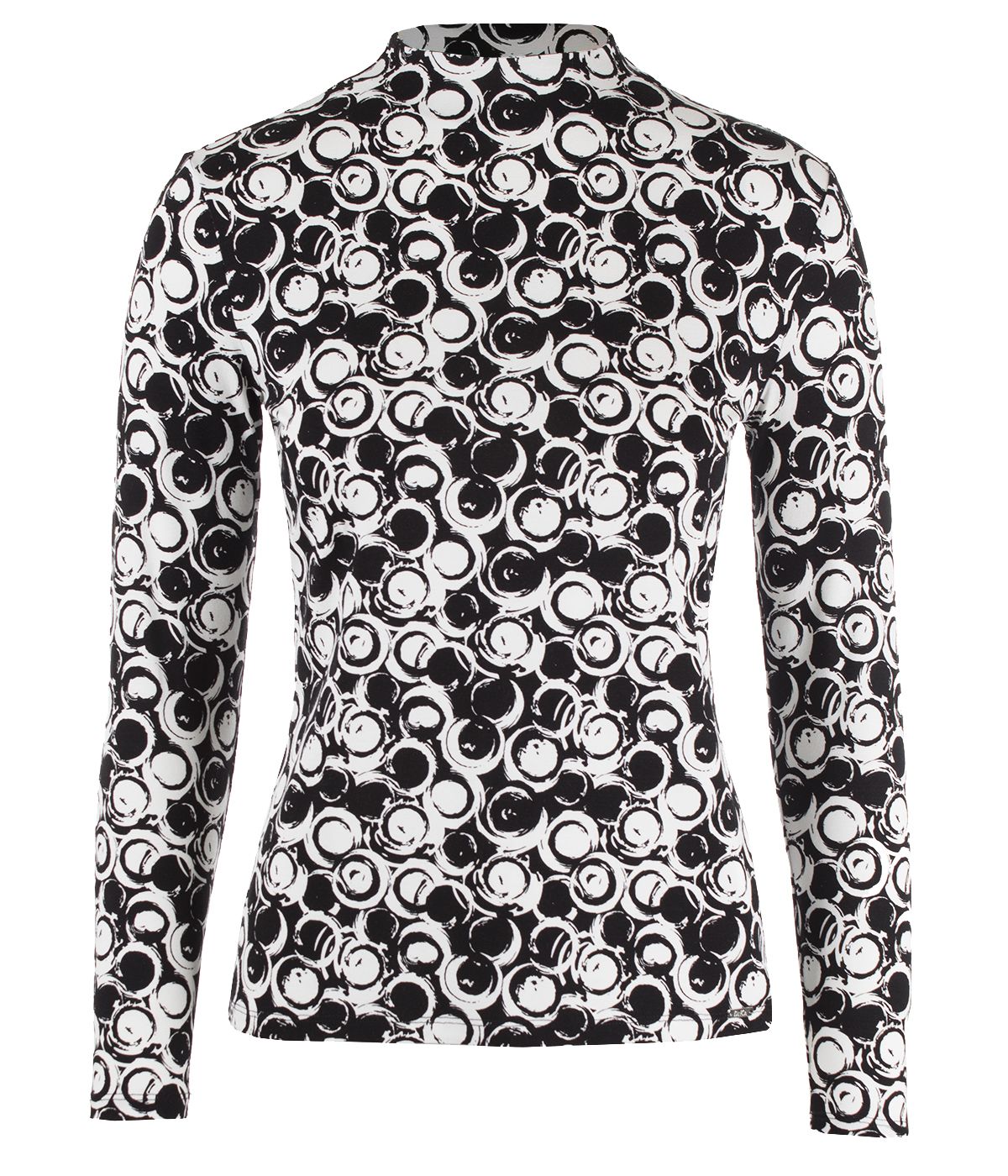 Long-sleeved turtleneck viscose blouse with geometric print 0